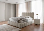 Modernes Schlafzimmer Design mit dem beigen Doppelbett Cande 180x200