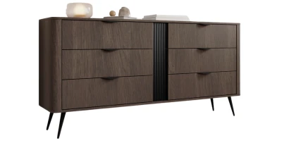 Sideboard Kommode VERIS C 163 cm Eiche Dunin Schwarz – Industrial Design