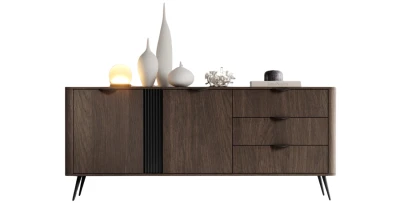 XXL Sideboard Kommode VERIS D 195 cm Eiche Dunin Schwarz – Industrial Design