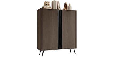 Highboard Kommode VERIS B 113 cm Eiche Dunin Schwarz – Industrial Design