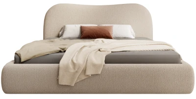 Designer Polsterbett POLENE 140x200 cm Bouclé mit Bettkasten Cloud-Design