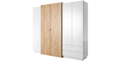 Kleiderschrank 230 3D weiß/Craft Eiche gold