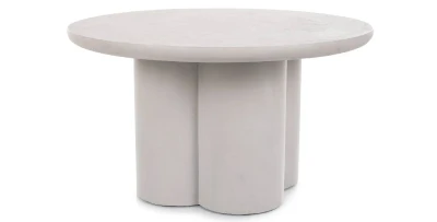 Couchtisch Ø 80 cm MIU Mikrozement Hellgrau mit Skulptur-Fuß - Organisch