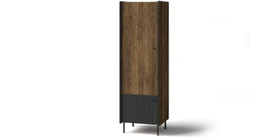 Kleiderschrank NERO P2 | mit Lamellen | Nussbaum Warmia & Schwarz | Loft industrial
