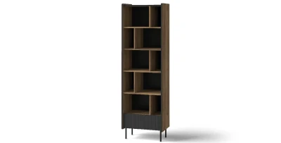 Regal NERO P10 | mit Lamellen | Nussbaum Warmia & Schwarz | Loft industrial      