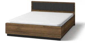 Bett 160x200 cm NERO P13 | mit Lamellen | Nussbaum Warmia & Schwarz | Loft industrial        