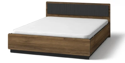 Bett 160x200 cm NERO P13 | mit Lamellen | Nussbaum Warmia & Schwarz | Loft industrial        