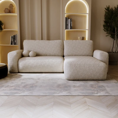 Ecksofa NOLA L | Boucle-Stoff | Schlaffunktion & Stauraum 