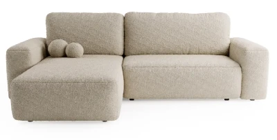 Ecksofa NOLA L | Boucle-Stoff | Schlaffunktion & Stauraum 