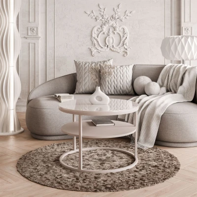 Runder Couchtisch INEZ SLIM Kaschmir Hochglanz Ø 60cm