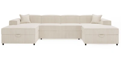 U-Form Ecksofa OASIS U | 320 cm | Schlaffunktion & 2 Bettkästen | Breitcord Poso