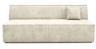 Design Schlafsofa Tilia mit Bettkasten, Trend-Stoff Cord, geometrische Optik mit Keder