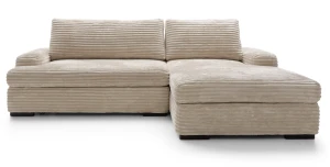 Trend-Ecksofa Tuffo aus Cord, mit Schlaffunktion & Bettkasten, 252x170 cm