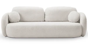Design Schlafsofa Olio (3-Sitzer) in Bouclé, Art-Deco Stil, Bonell-Federkern & Bettkasten, 238 cm