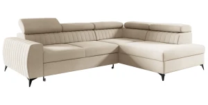 Ecksofa Omega mit Schlaffunktion, weicher Velours, HR-Schaum, 267x200