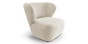 Design-Sessel Avis I | Bouclé-Bezug & massive Eichenbeine 