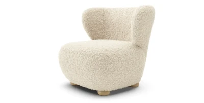 Design-Sessel Avis II | Bouclé-Bezug & massive Eichenbeine 