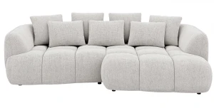 Modernes Ecksofa Besso flauschiger Chenille-Stoff (Haustierfreundlich), geometrische Steppung, 278x168 cm