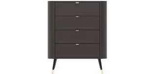 Highboard, Kommode BLINX | 4 Schubladen | Schwarz & Gold