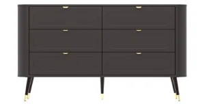 Kommode BLINX | 6 Schubladen | Schwarz & Gold 