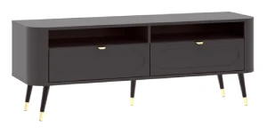 TV-Lowboard, RTV-Schrank BLINX | 2 Schubladen | Schwarz & Gold 