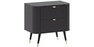 Nachttisch BLINX | 2 Schubladen | Schwarz & Gold 