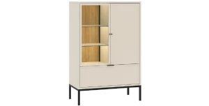 Vitrine DECO 2d1s | mit LED-Beleuchtung | Kaschmir & Schwarz  