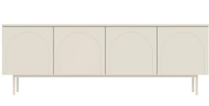 Design TV-Lowboard HELENE 161 cm – Kaschmir & Weiß – 4 Türen mit Bogen-Fräsung