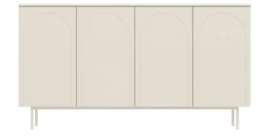Design Kommode HELENE 161 cm – 4 Türen mit Bogen-Fräsung, Kaschmir / Weiß