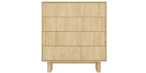 Hochkommode / Schubladenkommode NABU 94cm (4 Schubladen) – Eiche Geölt (Japandi)