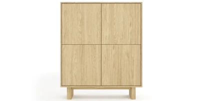 Highboard / Kommode NABU 104cm (4 Türen) – Eiche Geölt (Japandi)