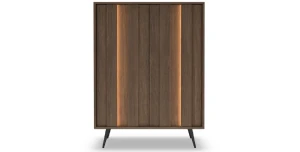 Highboard / Hochkommode AMARO 94cm (2 Türen) – Eiche Dunin mit Lamellen & inkl. LED