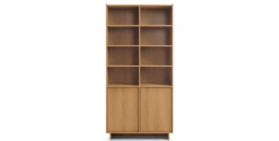 Großes Bücherregal / Regal YOSHI (98 cm) – Eiche Carmel (Japandi)