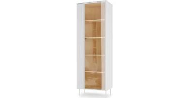 Moderne Vitrine LIBA LB-01 (67 cm) – Weiß & Eiche Vincenza inkl. LED