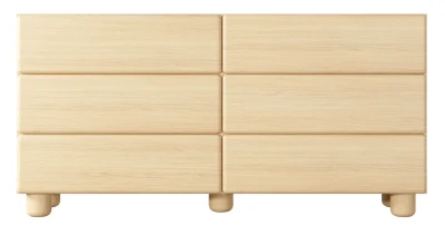 Breite Doppelkommode LOMO (160 cm) mit 6 Schubladen, Vollauszug & Holzbeinen – Helles Holz