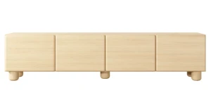 XXL TV-Lowboard LOMO 4D (200 cm) Holzbeine, Push-to-Open, abgerundet – Helles Holz