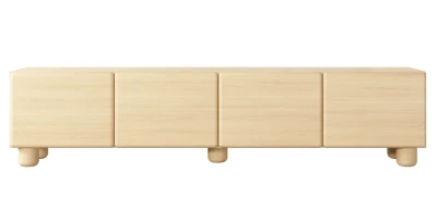 XXL TV-Lowboard LOMO 4D (200 cm) Holzbeine, Push-to-Open, abgerundet – Helles Holz