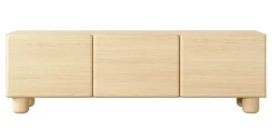 TV-Lowboard LOMO 3D (150 cm) Holzbeine, Push-to-Open, abgerundet – Helles Holz