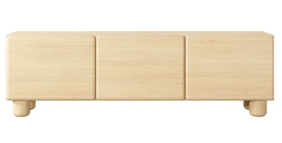 TV-Lowboard LOMO 3D (150 cm) Holzbeine, Push-to-Open, abgerundet – Helles Holz