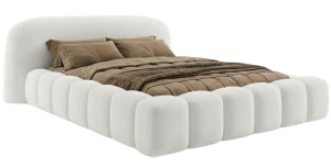 Designer Polsterbett ORLANDO (200x200) in Trend-Bouclé mit Bettkasten