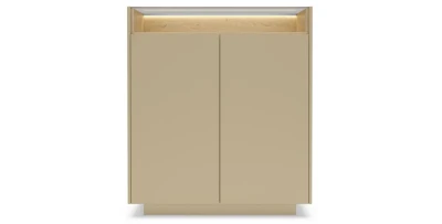 Highboard 103x119 cm HIRO A 2-türig Kakao/Eiche Cremona Beige mit LED