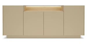 Sideboard 203x83 cm HIRO B 4-türig Kakao/Eiche Cremona Beige mit LED
