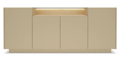 Sideboard 203x83 cm HIRO B 4-türig Kakao/Eiche Cremona Beige mit LED