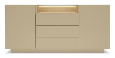 Kommode 176x83 cm HIRO C Schubladen Kakao/Eiche Cremona Beige LED