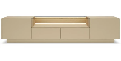 TV-Lowboard 203x43 cm HIRO D TV-Board Kakao/Eiche Cremona Beige mit LED