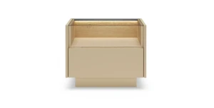 Nachttisch 53x43 cm HIRO G Nachtkonsole Kakao/Eiche Cremona Beige LED