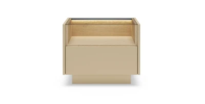 Nachttisch 53x43 cm HIRO G Nachtkonsole Kakao/Eiche Cremona Beige LED