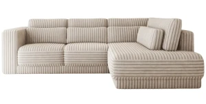 Ecksofa 297x195 cm TIRANA L L-Form Cordsofa Breitcord mit Rückenkissen