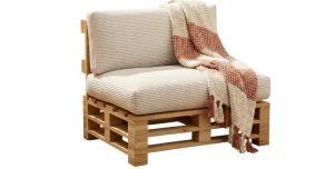 Palettenkissen Set 120x80 cm SOFIA CORD Creme 1+1 Palettenpolster waschbar