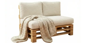 Palettenkissen Set 2+1 120x80 cm SOFIA CORD Creme Palettenpolster waschbar